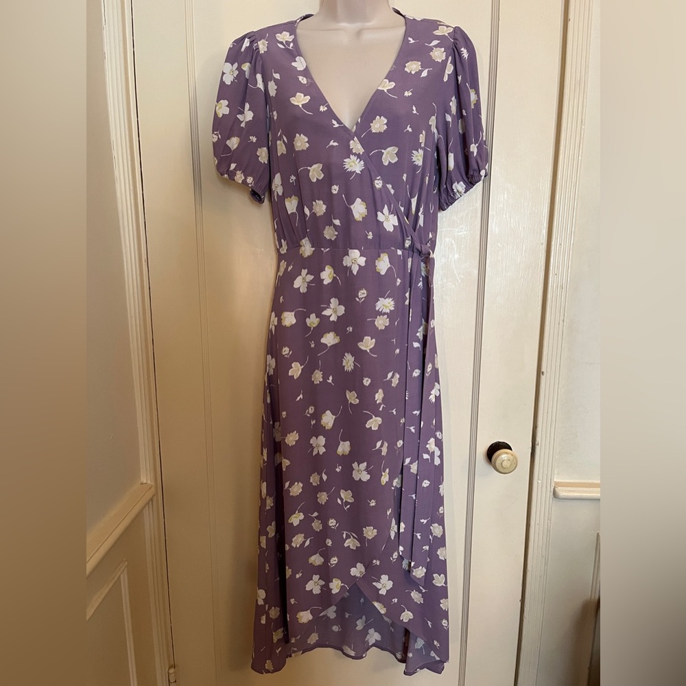 Sanctuary Lavender Floral "Wrap Illusion" Maxi Dress